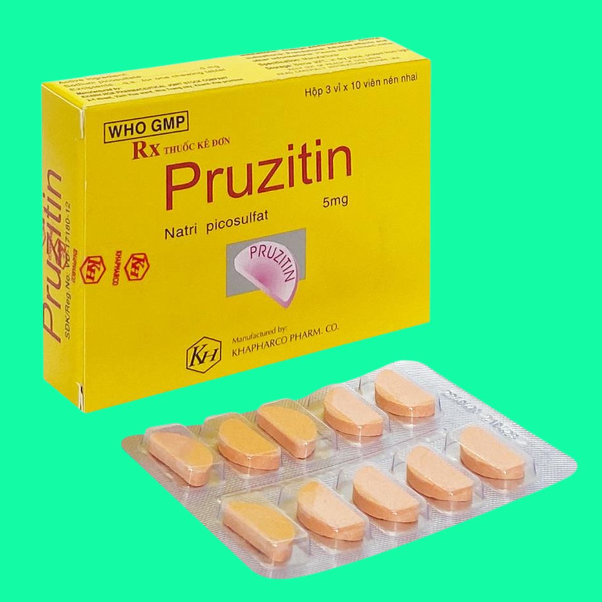 Pruzitin-5mg-5 Thuốc Pruzitin 5mg có tác dụng điều trị táo bón ngắn hạn