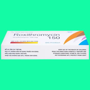 Roxithromycin 150 DHG 4 Thuốc Roxithromycin 150 DHG có tác dụng điều trị các nhiễm khuẩn nhạy cảm với thuốc