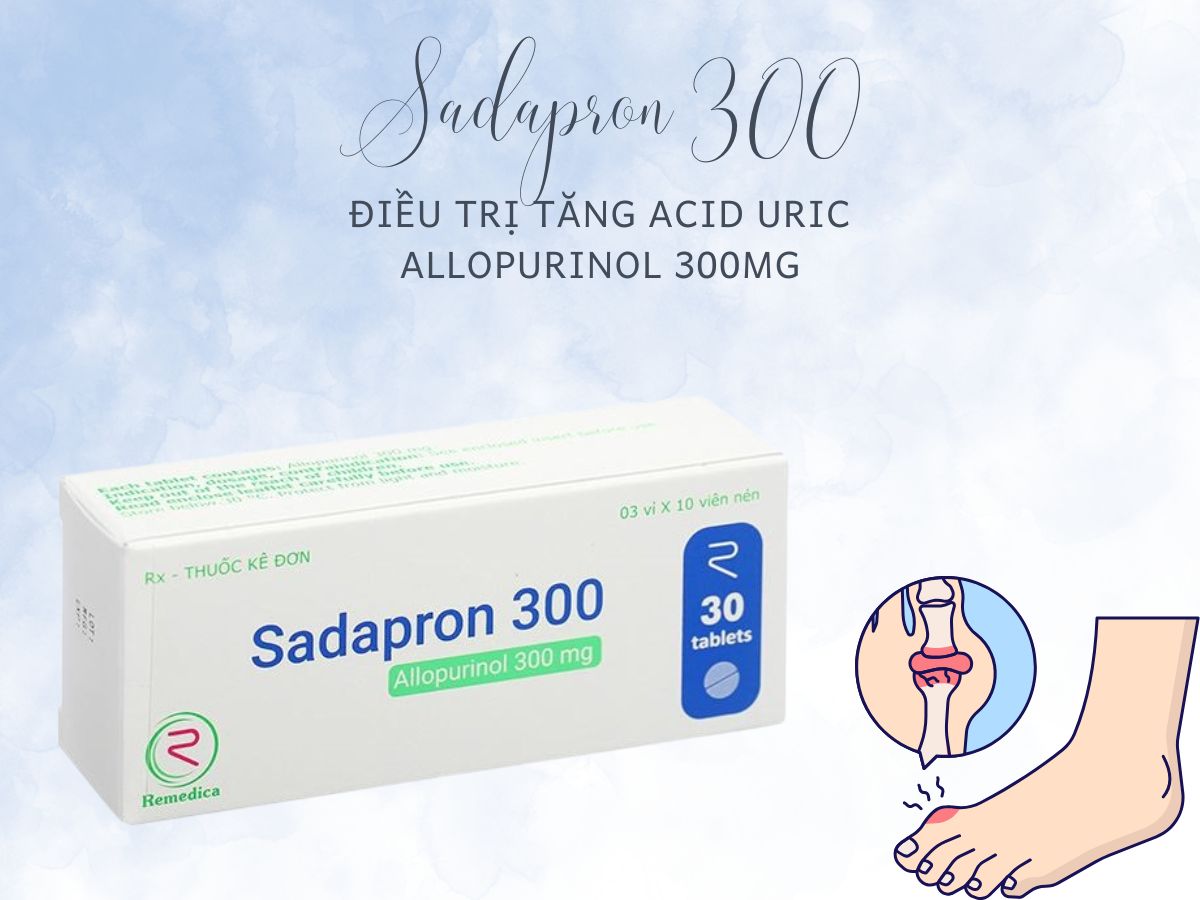 Sadapron 300mg 12 Thuốc Sadapron 300 điều trị chứng tăng acid uric máu
