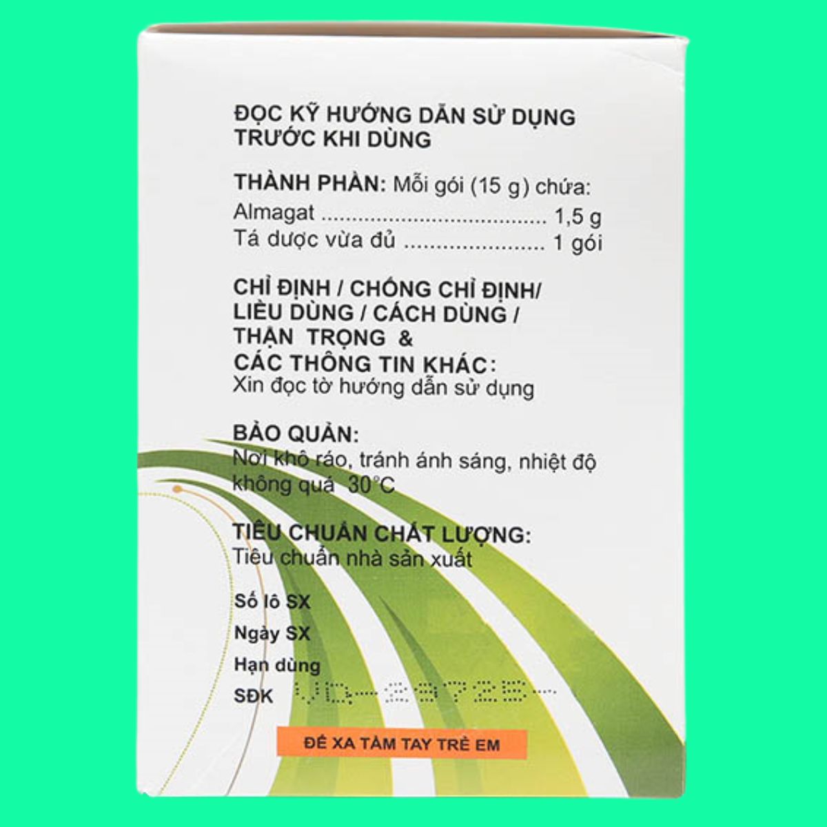 Soares-5 Hỗn dịch uống Soares 1,5g có tác dụng điều trị viêm loét dạ dày hoặc tá tràng