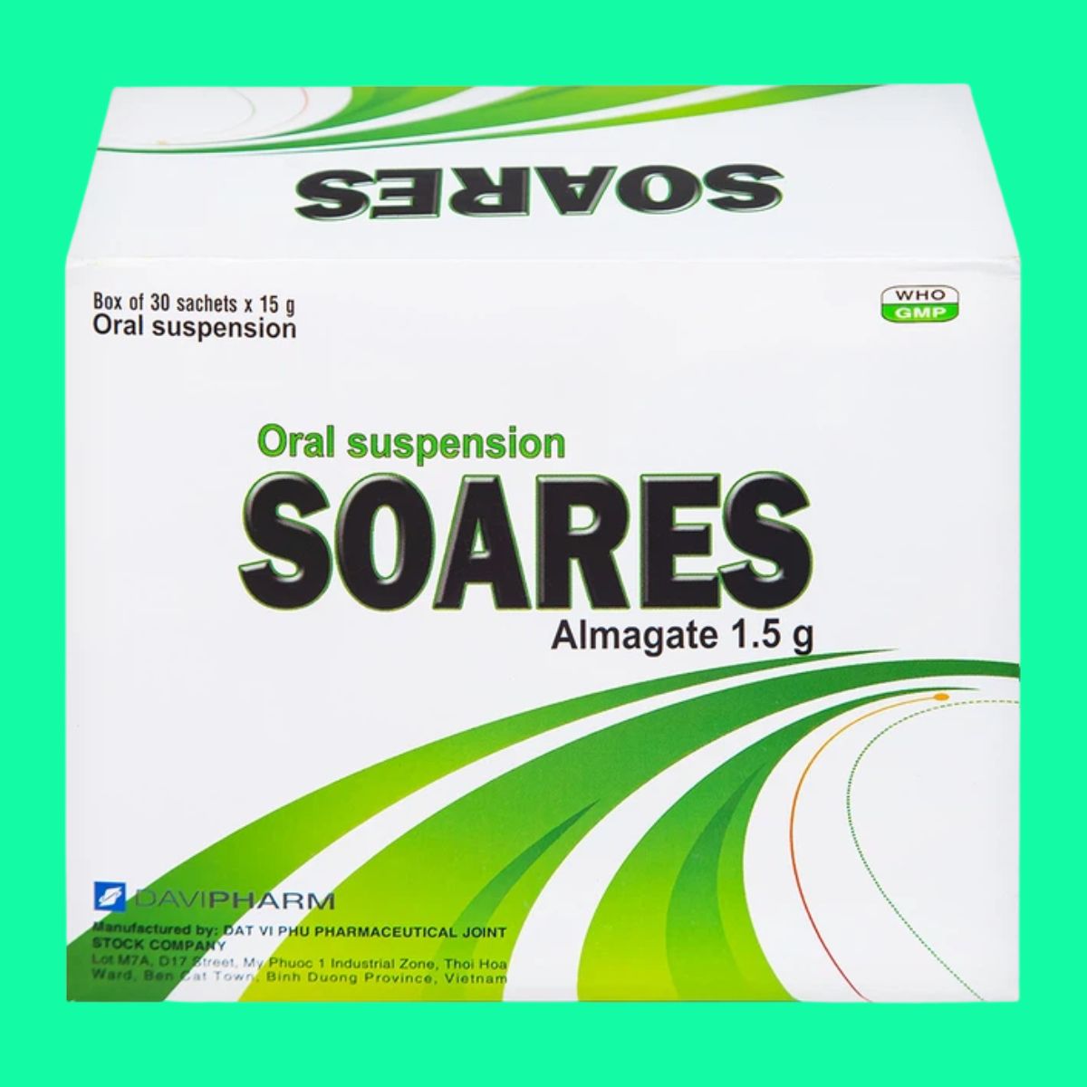 Soares-6 Hỗn dịch uống Soares 1,5g có tác dụng điều trị viêm loét dạ dày hoặc tá tràng