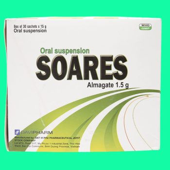 Hỗn dịch uống Soares 1,5g 3 Hỗn dịch uống Soares 1,5g có tác dụng điều trị viêm loét dạ dày hoặc tá tràng
