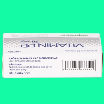 Vitamin PP 50mg Traphaco 3 Thuốc Vitamin PP 50mg Traphaco có tác dụng phòng ngừa tình trạng thiếu hụt nicotinamid