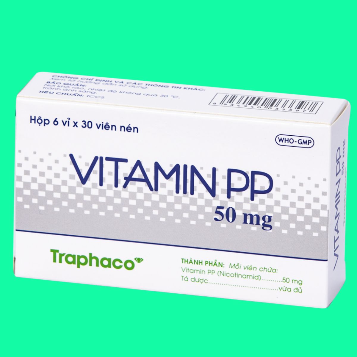 Vitamin-Pp-50Mg-Traphaco-5 Thuốc Vitamin PP 50mg Traphaco có tác dụng phòng ngừa tình trạng thiếu hụt nicotinamid
