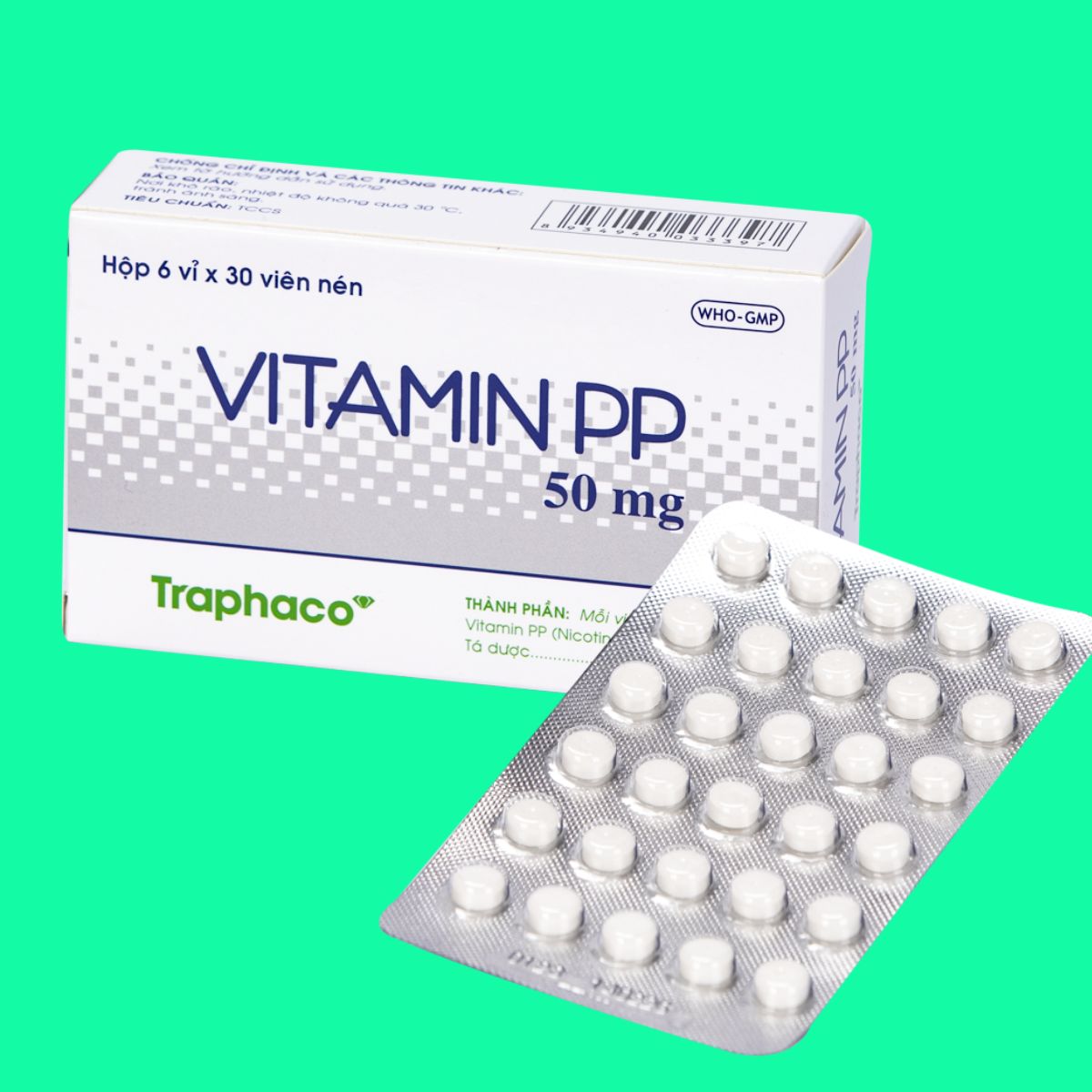 Vitamin-Pp-50Mg-Traphaco-7 Thuốc Vitamin PP 50mg Traphaco có tác dụng phòng ngừa tình trạng thiếu hụt nicotinamid