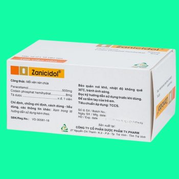Zanicidol 500mg/8mg 4 Thuốc Zanicidol 500mg/8mg có tác dụng giúp điều trị các cơn đau vừa và hạ sốt