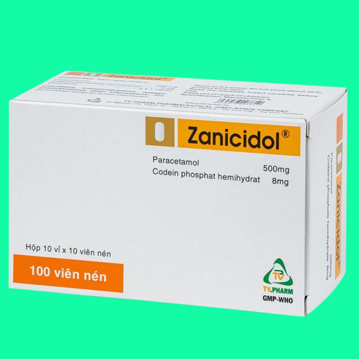 Zanicidol-500mg-TV-Pharm-6 Thuốc Zanicidol 500mg/8mg có tác dụng giúp điều trị các cơn đau vừa và hạ sốt