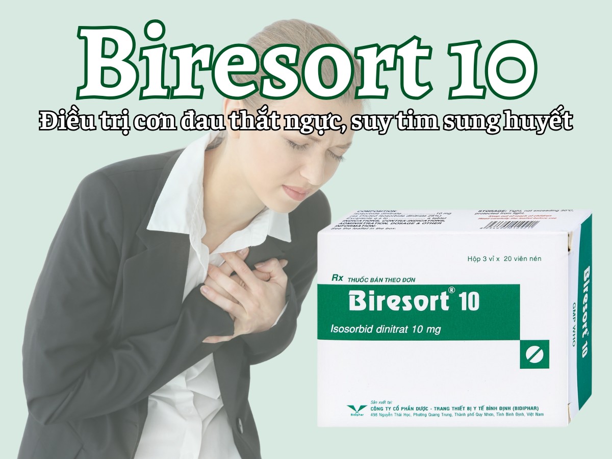 Biresort 10 điều trị cơn đau thắt ngực