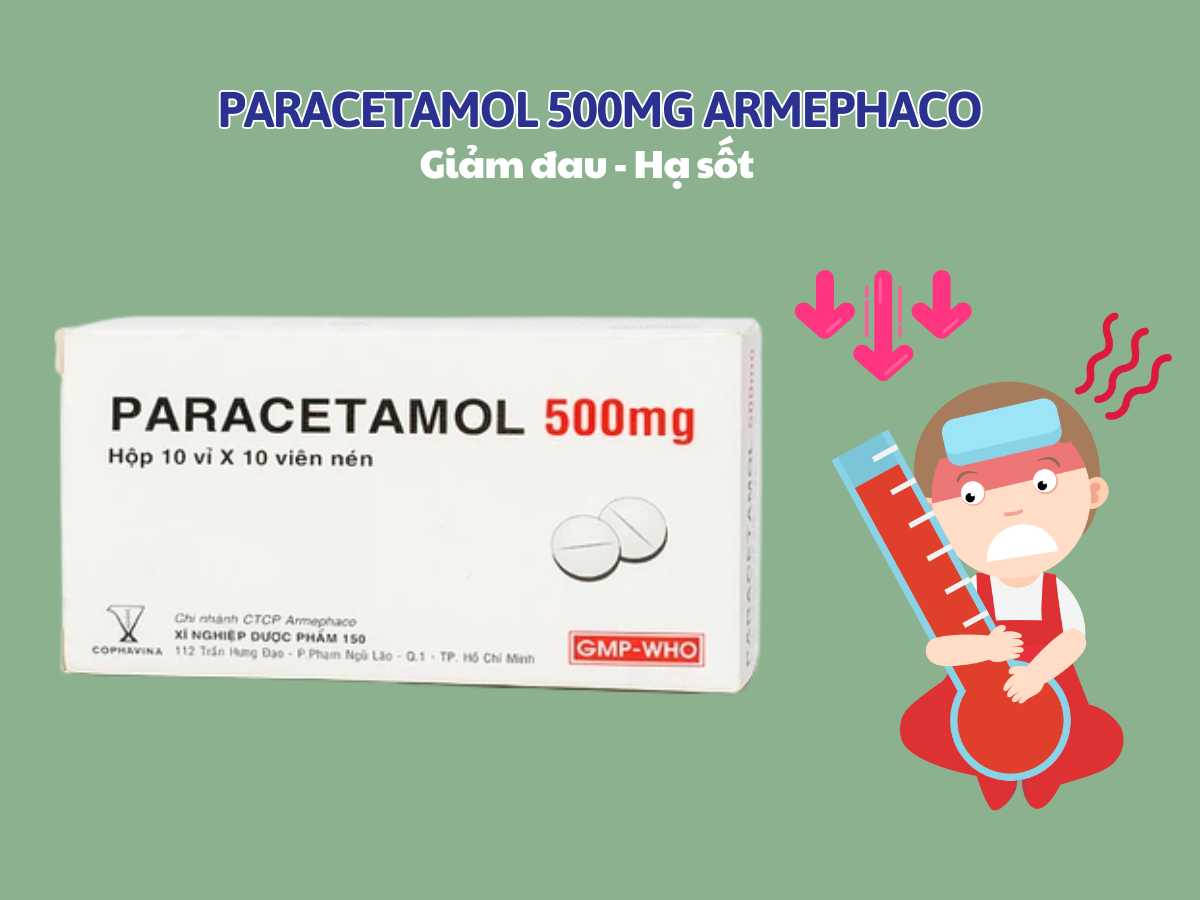 Paracetamol 500mg Armephaco 7 Paracetamol 500mg Armephaco giảm đau, hạ sốt
