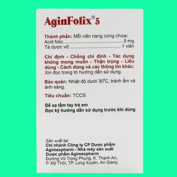 Aginfolix 5 4 Thuốc Aginfolix 5 (10 vỉ) giúp bổ sung acid folic ở người bị thiếu máu huyết