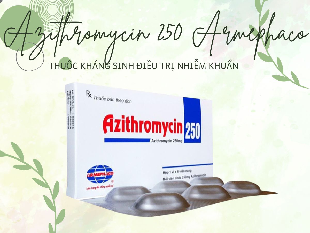 Azithromycin 250 Armephaco 7 Thuốc Azithromycin 250 Armephaco điều trị viêm phế quản, viêm phổi