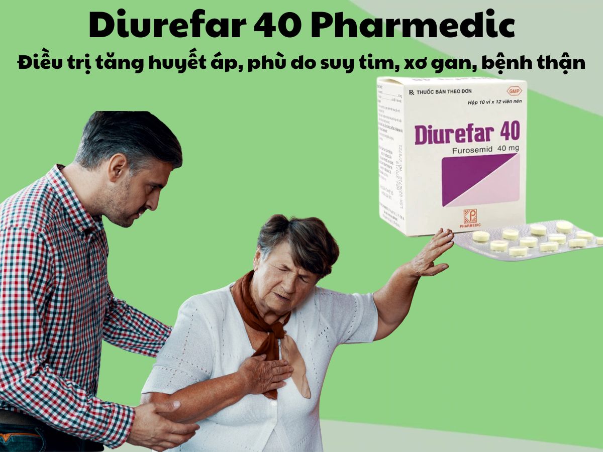 Thuốc Diurefar 40 - điều trị tăng huyết áp, phù do suy tim, bệnh thận