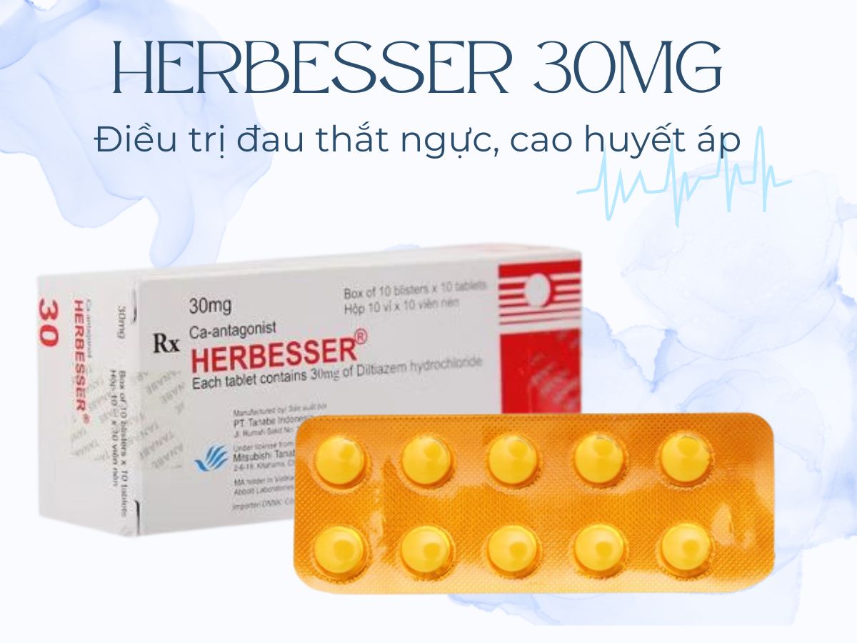 Thuốc Herbesser 30mg điều trị đau thắt ngực, cao huyết áp