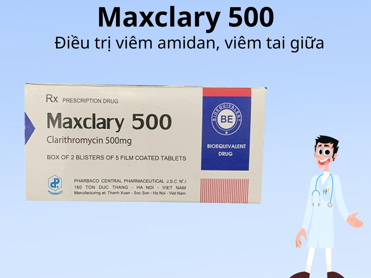 Maxclary 500 điều trị viêm amidan, viêm tai giữa