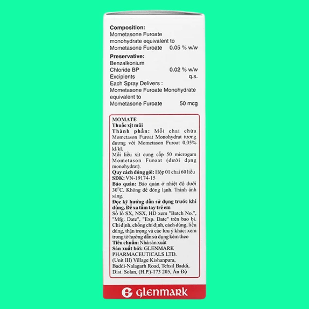 Momate-50mcg-Glenmark-3 Thuốc xịt mũi Momate 50mcg Glenmark - Giảm triệu chứng viêm mũi dị ứng