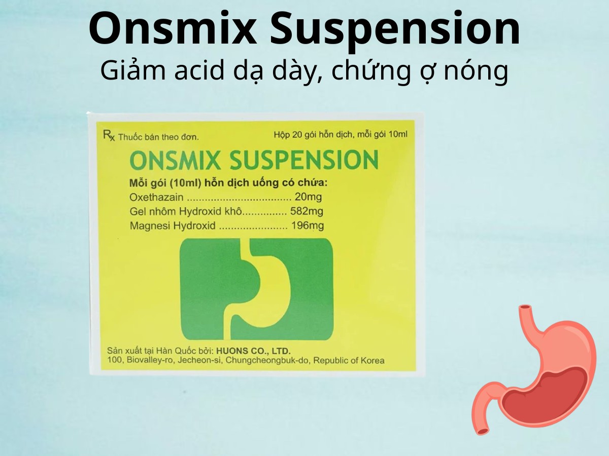 Onsmix Suspension 8 Onsmix Suspension giảm acid dạ dày, chứng ợ nóng