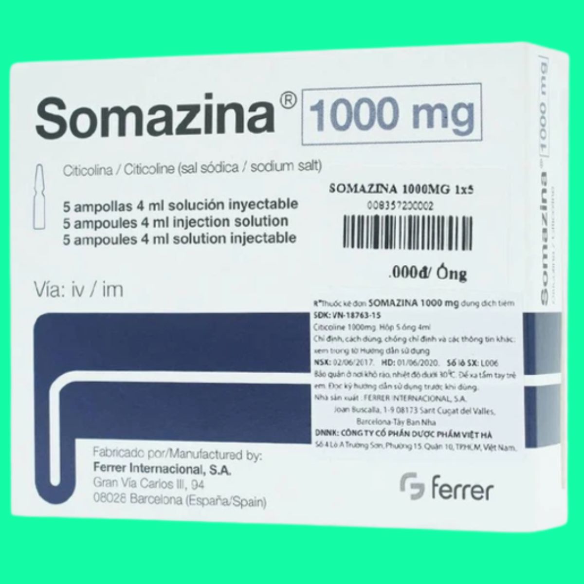Somazina-1000mg-7 Thuốc Somazina 1000mg giúp giảm các rối loạn liên quan đến thần kinh