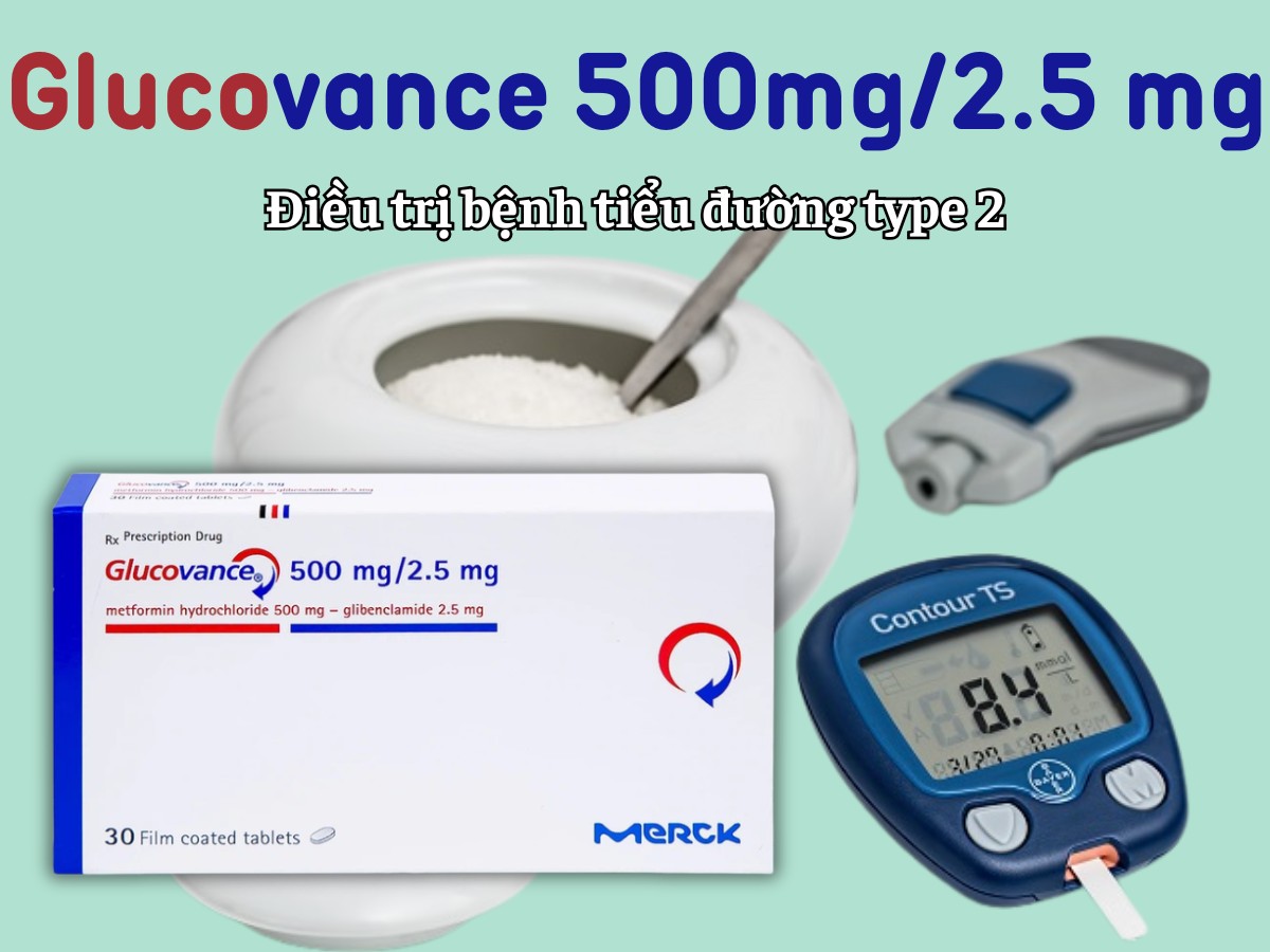 Glucovance 500mg/2.5 mg 10 Glucovance 500mg/2.5 mg điều trị tiểu đường type 2
