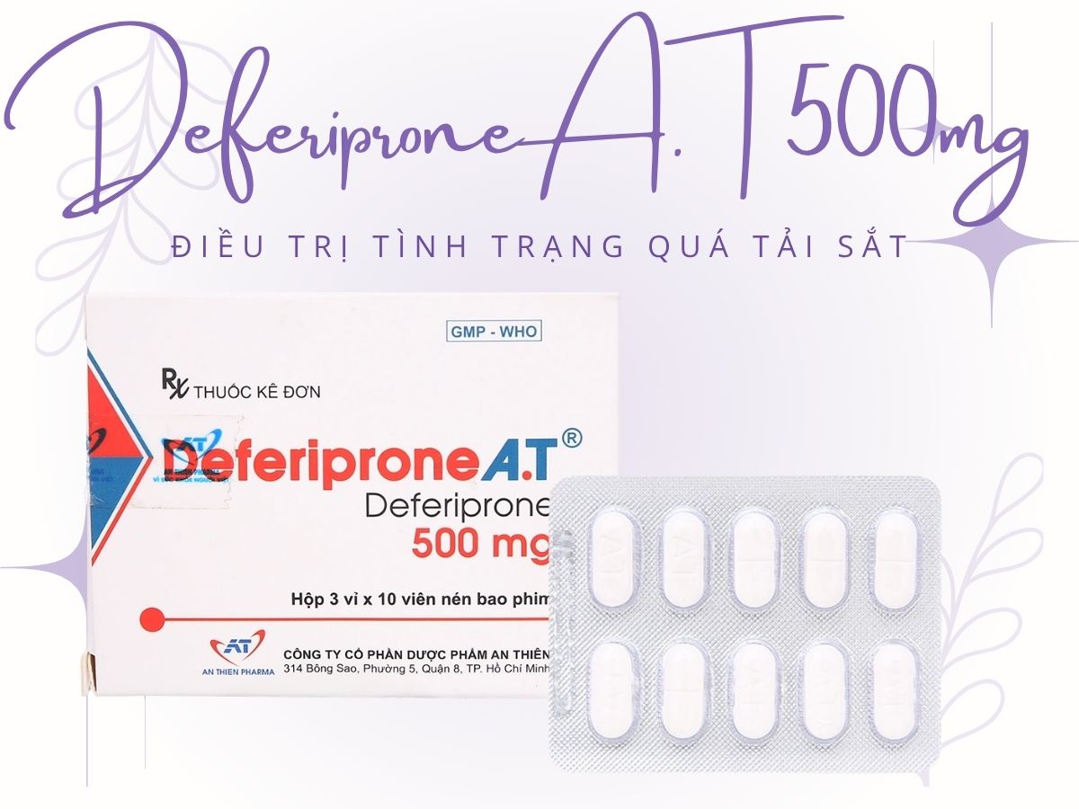 Deferiprone A.T 500mg 11 Thuốc thải sắt Deferiprone A.T 500mg dùng cho bệnh nhân quá tải sắt