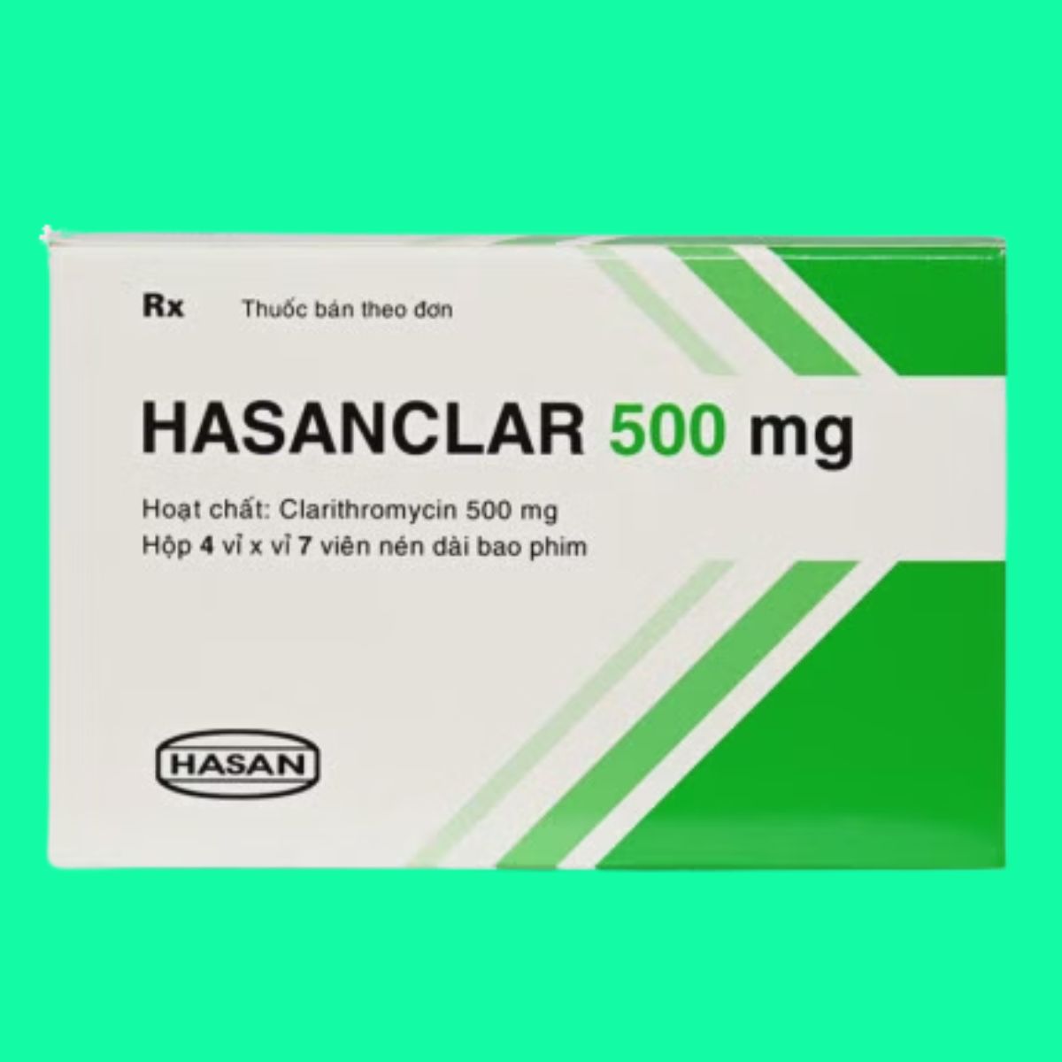 Hasanclar-500mg-21 Thuốc Hasanclar 500mg điều trị nhiễm trùng đường hô hấp trên và dưới