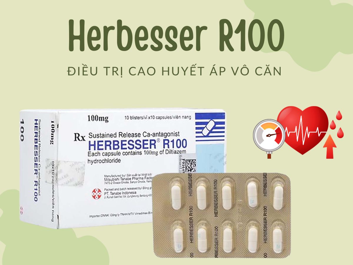 Herbesser R100 11 Thuốc Herbesser R100 điều trị đau thắt ngực ổn định, cao huyết áp vô căn