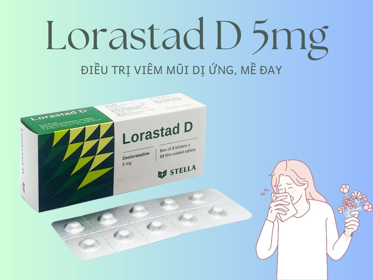 Thuốc Lorastad D 5mg điều trị mày đay, viêm mũi dị ứng