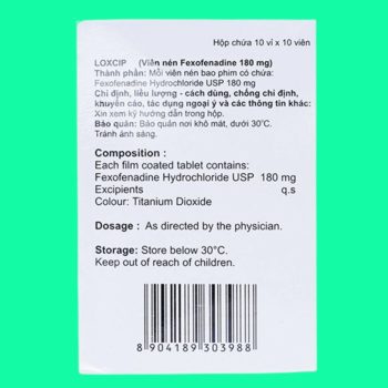 Loxcip 180mg 4 Thuốc Loxcip 180mg - Giảm triệu chứng viêm mũi dị ứng theo mùa