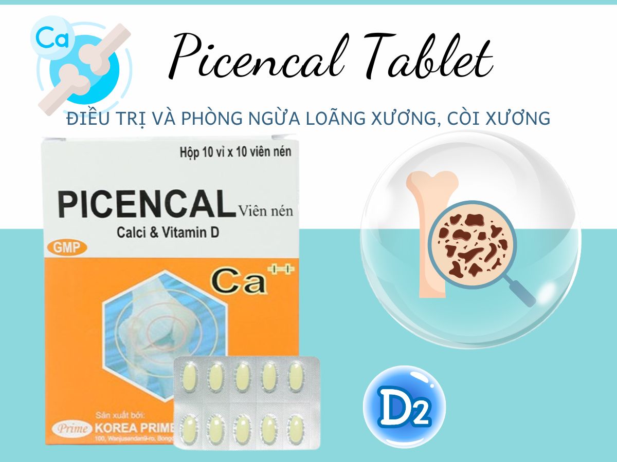 Thuốc Picencal Tablet phòng ngừa và điều trị loãng xương, nhuyễn xương