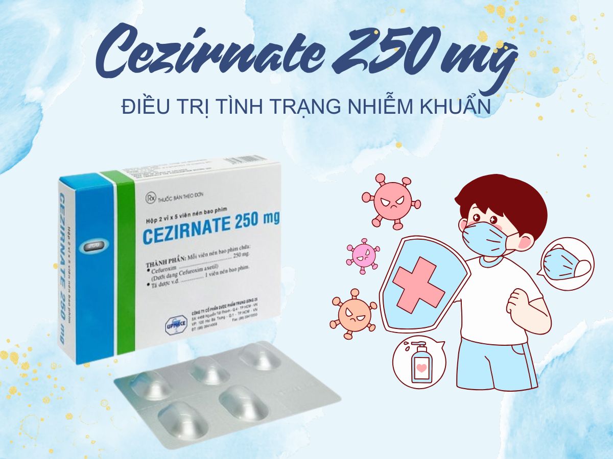Thuốc Cezirnate 250 mg điều trị viêm họng, viêm amidan, viêm tai giữa