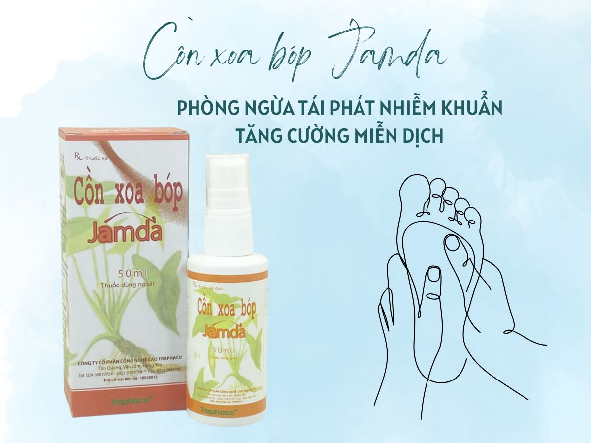 Thuốc Cồn xoa bóp Jamda giảm triệu chứng sưng đau và bầm tím
