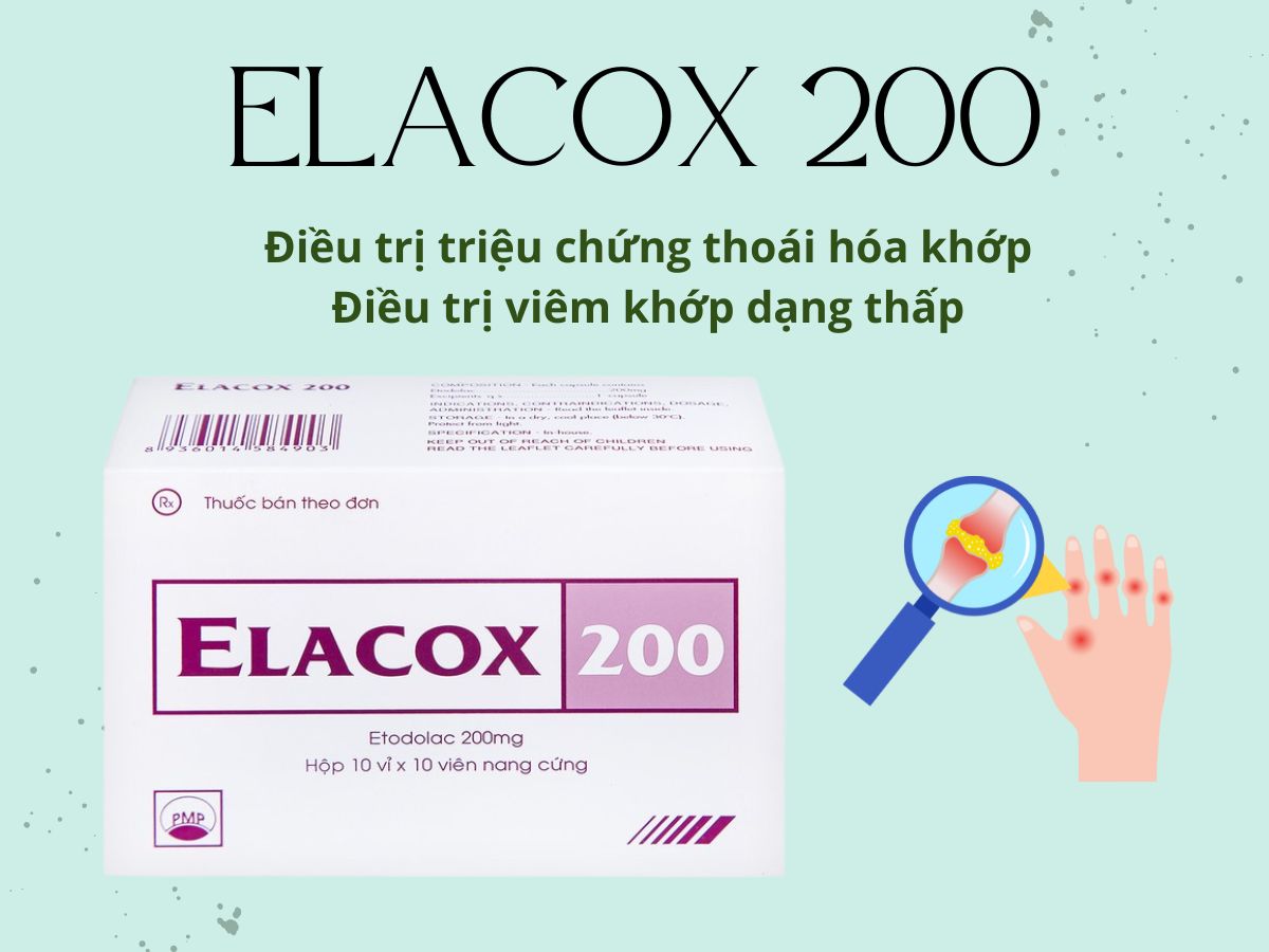 Elacox 200 13 Thuốc Elacox 200 giúp giảm đau cấp tính, điều trị thoái hóa khớp