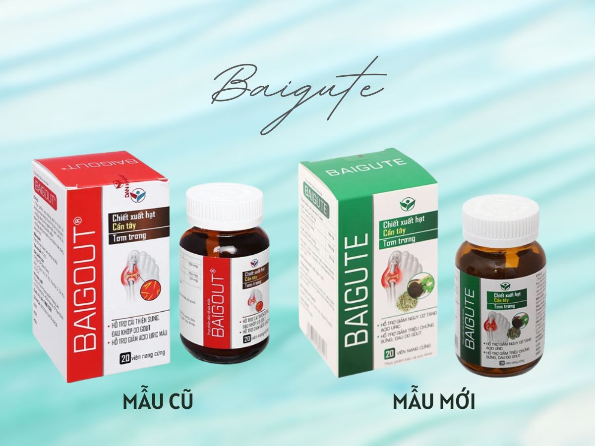 Mẫu bao bì cũ và bao bì mới Baigute