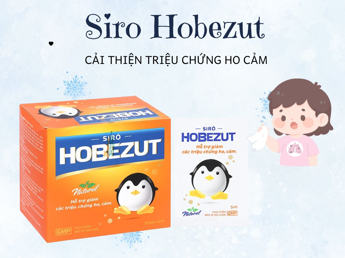 Siro Hobezut (Gói 5ml) 12 Thuốc Siro Hobezut cải thiện triệu chứng ho, cảm cho người lớn và trẻ nhỏ