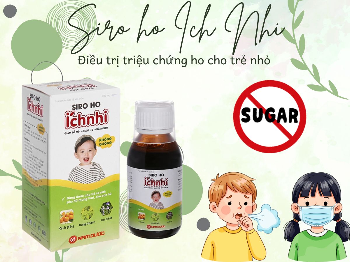 Siro ho Ích Nhi không đường 11 Thuốc Siro ho Ích Nhi không đường giảm triệu chứng hắt hơi, sổ mũi, ngạt mũi