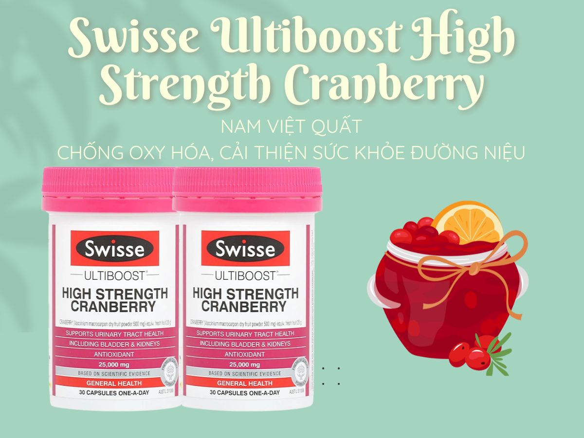 Swisse Ultiboost High Strength Cranberry 10 Swisse Ultiboost High Strength Cranberry hỗ trợ cải thiện sức khỏe hệ tiết niệu