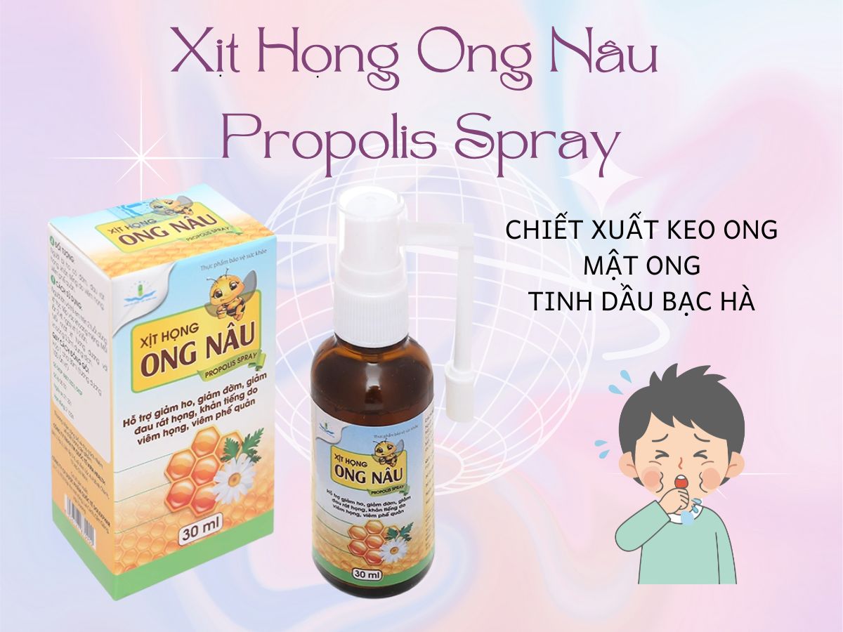 Thuốc Xịt Họng Ong Nâu Propolis Spray giảm ho do viêm phế quản