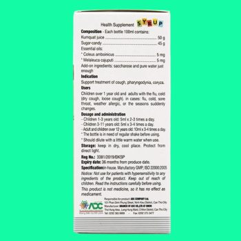 Codatux Syrup 5 Codatux Syrup 100ml giúp giảm ho, dịu cảm giác đau rát cổ họng