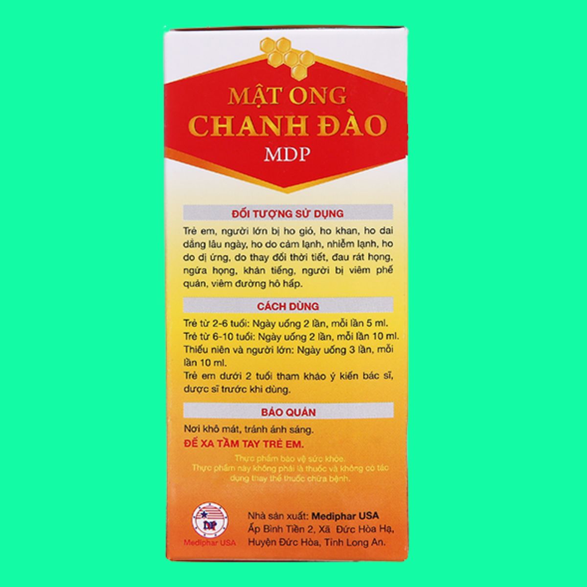 mat-ong-chanh-dao-2 Mật Ong Chanh Đào MDP 120ml giúp bổ phế, giảm ho, làm ấm hệ hô hấp