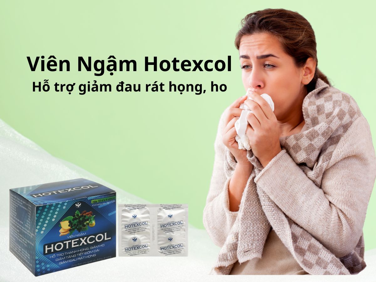 Viên Ngậm Hotexcol (40 viên) giúp làm dịu cổ họng, giảm ho, đau rát họng