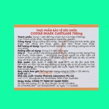 Costar Shark Cartilage 750mg 8 Costar Shark Cartilage 750mg