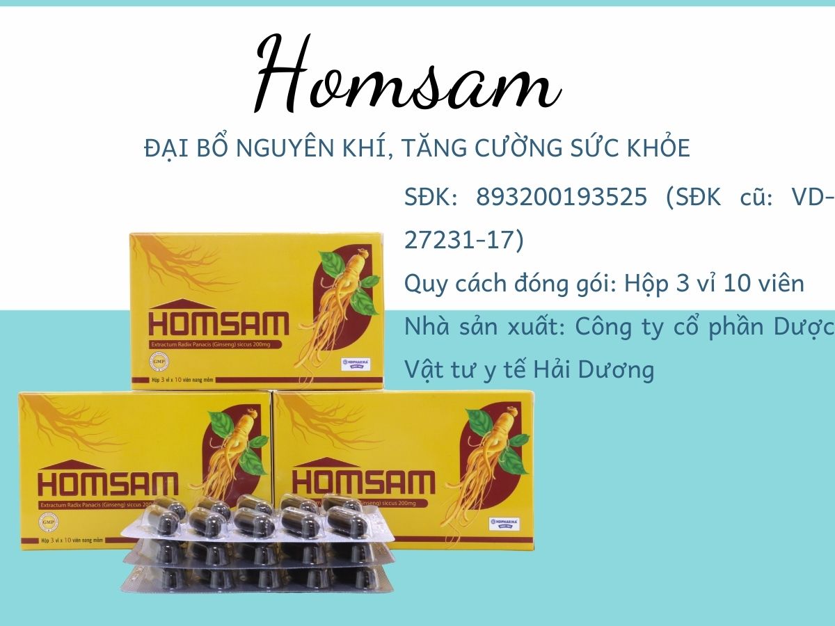 Homsam 15 Thuốc Homsam kiện tỳ, ích khí, tăng cường sức khỏe, nâng cao đề kháng