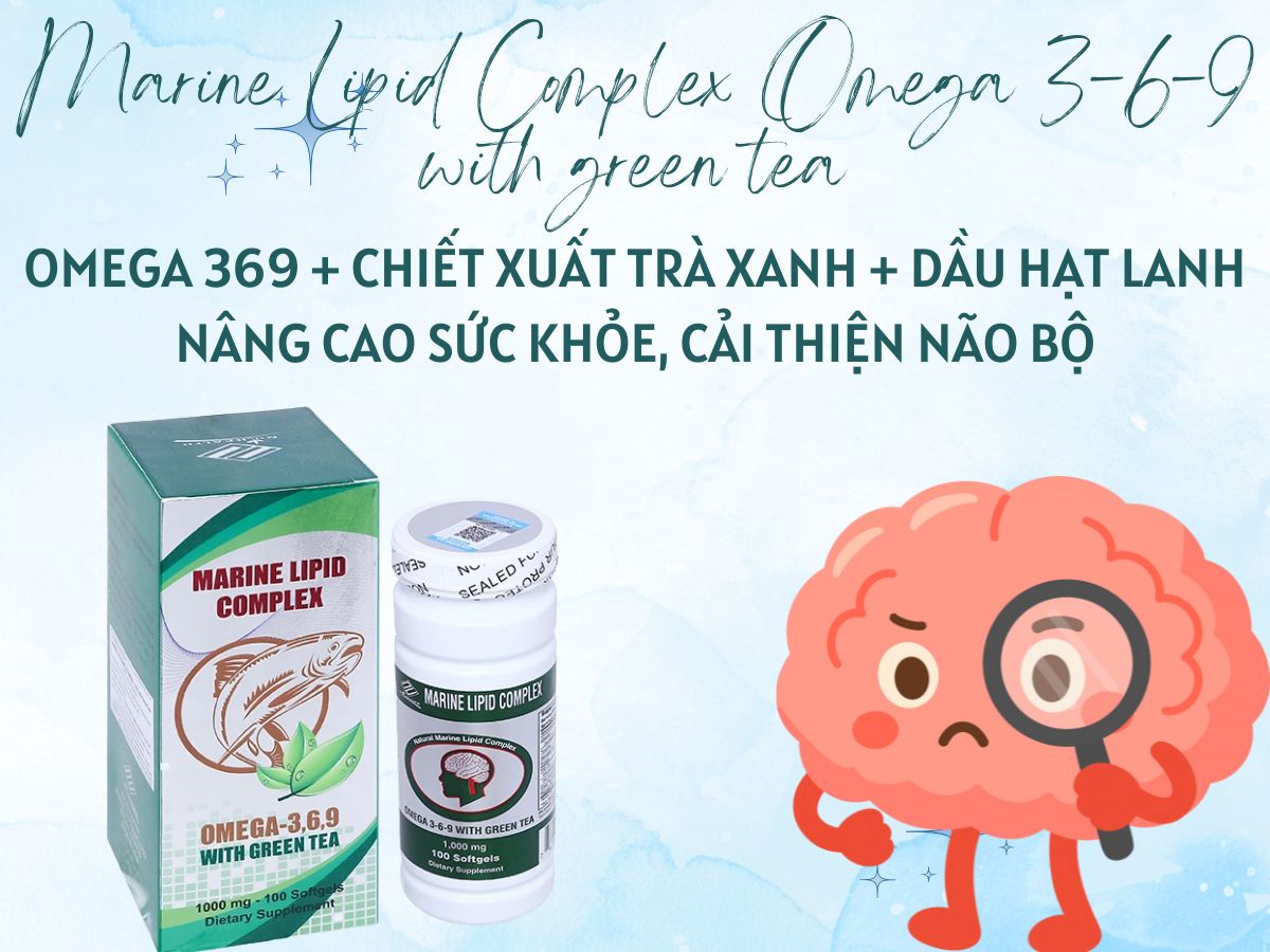 Marine Lipid Complex Omega 3-6-9 with green tea 10 Sản phẩm Marine Lipid Complex Omega 3-6-9 with green tea hỗ trợ giảm mỡ máu