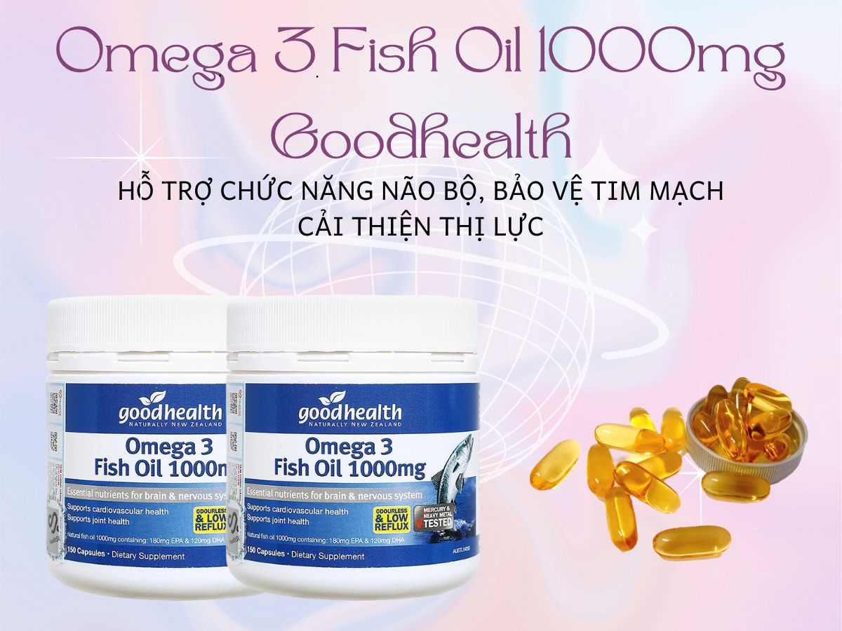 Omega 3 Fish Oil 1000mg Goodhealth 8 Omega 3 Fish Oil 1000mg Goodhealth cải thiện sức khỏe tim mạch