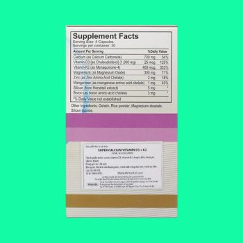 Super Calcium Vitamin D3+K2 4 Super Calcium Vitamin D3+K2