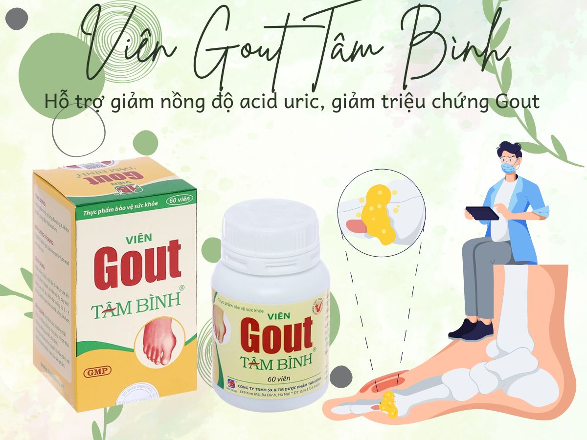Viên Gout Tâm Bình 13 Viên Gout Tâm Bình hỗ trợ giảm triệu chứng đau do Gout