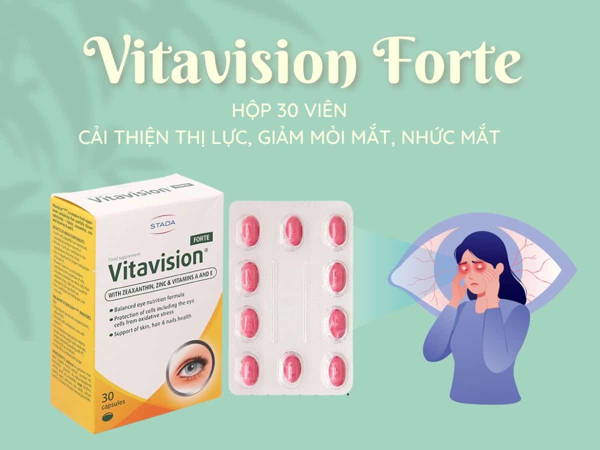 Sản phẩm Vitavision Forte cung cấp dưỡng chất tốt cho mắt, giảm thoái hóa điểm vàng