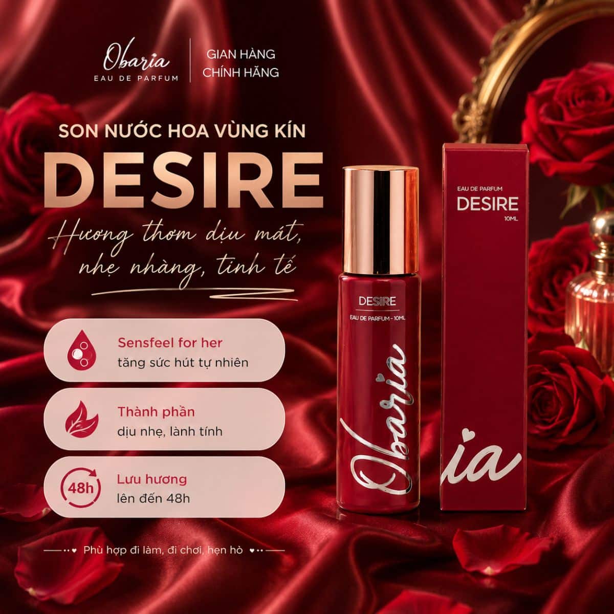 Son nước hoa vùng kín Obaria Desire - Lưu hương lên đến 48h