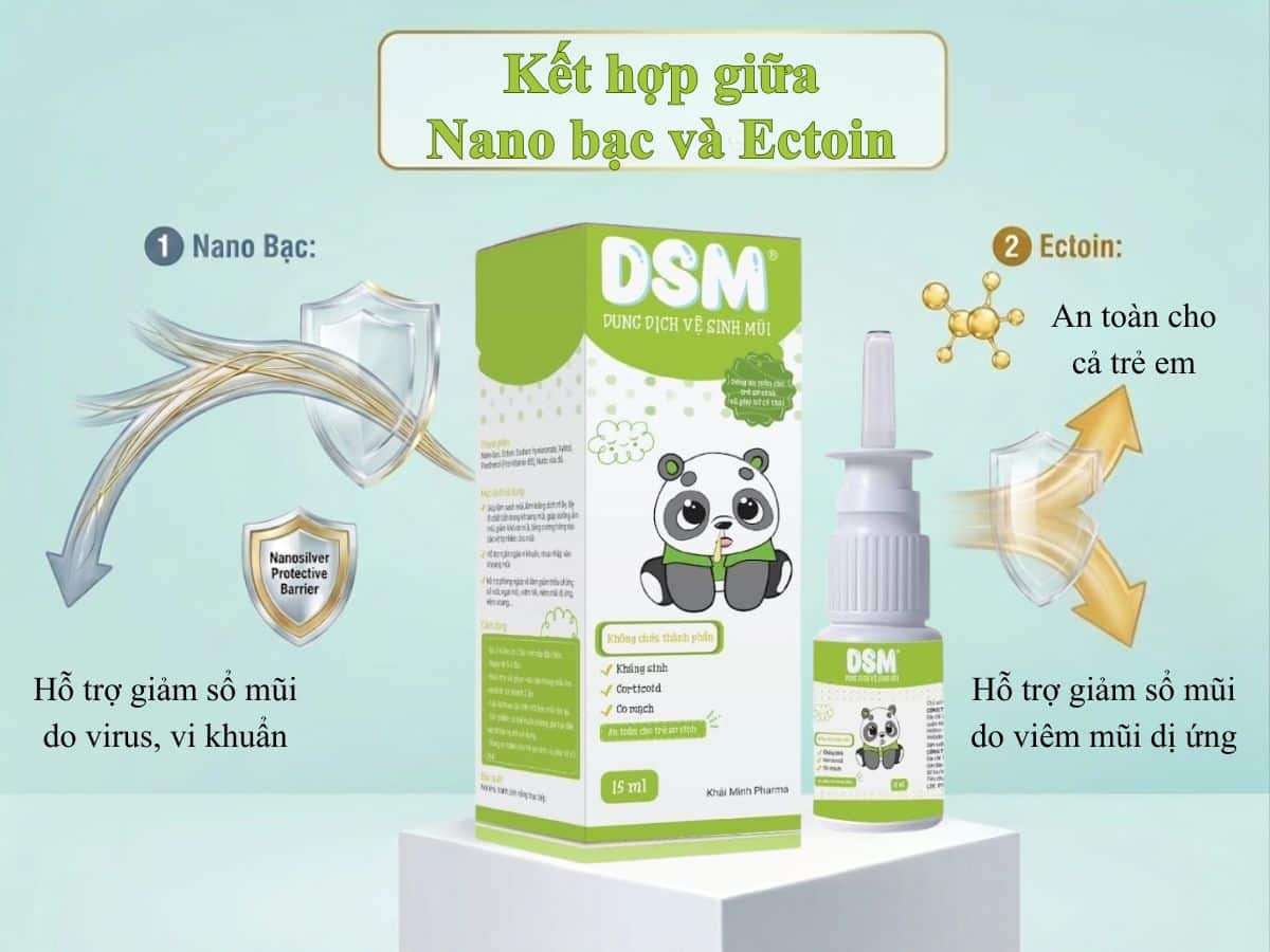 Dung dịch vệ sinh mũi DSM - Kết hợp giữa Nano bạc và Ectoin