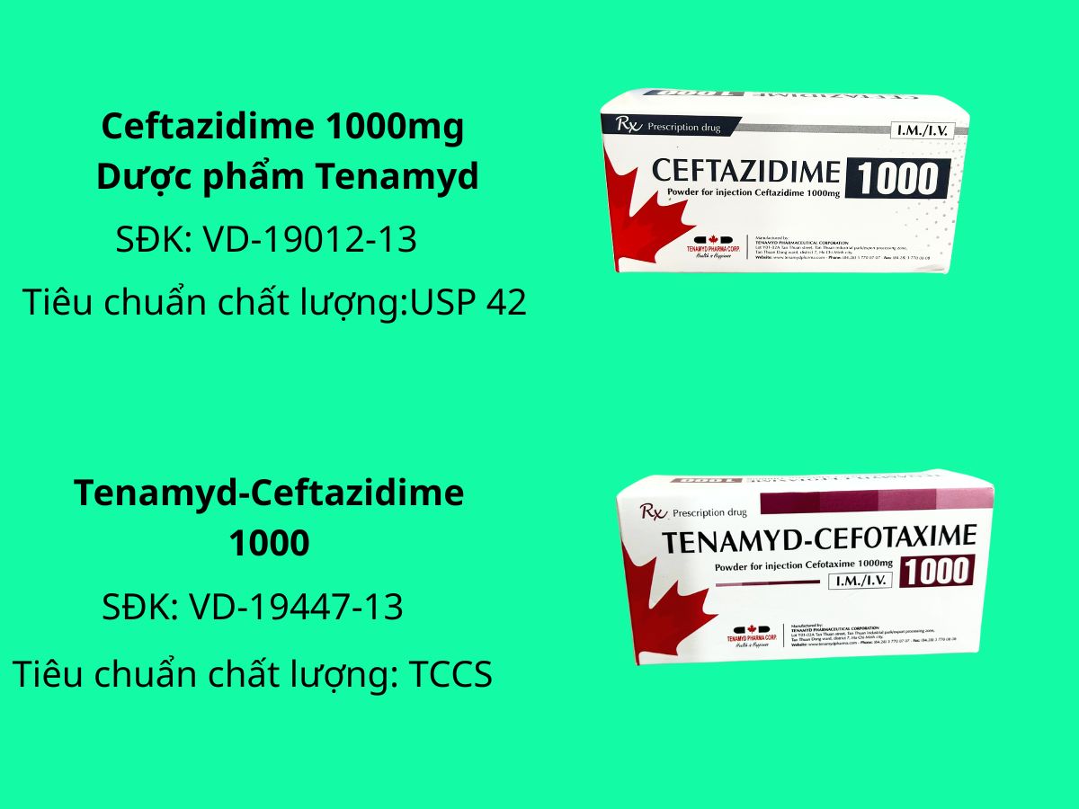 Phân biệt Ceftazidime 1000 Dược phẩm Tenamyd và Tenamyd-Ceftazidime 1000