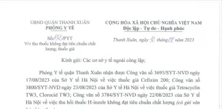Công văn số 132 ngày 30/08/2023 về việc thu hồi thuốc không đạt tiêu chuẩn chất lượng, thuốc giả